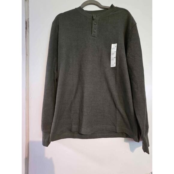 NWT GOODFELLOW& Co Men's Olive Green Henley  MEDIUM - Picture 1 of 2